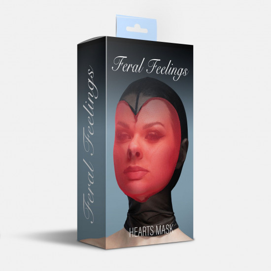 Маска сердце сетка с полностью закрытым лицом  Feral Feelings - Hearts Mask Black/Red