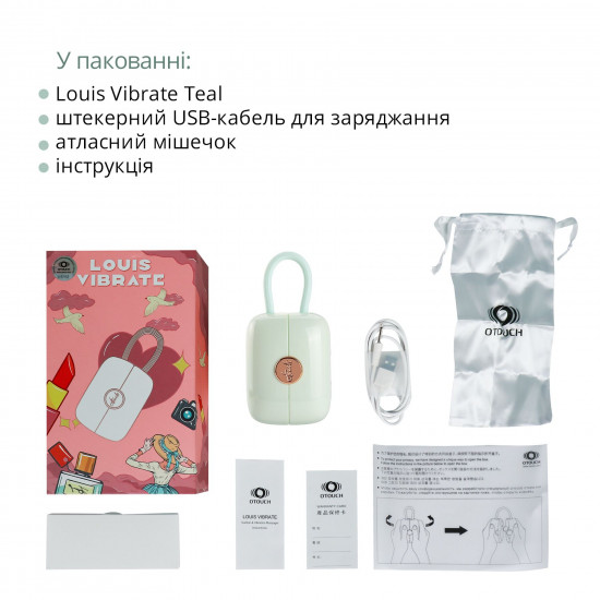 Вакуумный клиторальный стимулятор Otouch Louis Vibrate Teal с виброяйцом, в кейсе