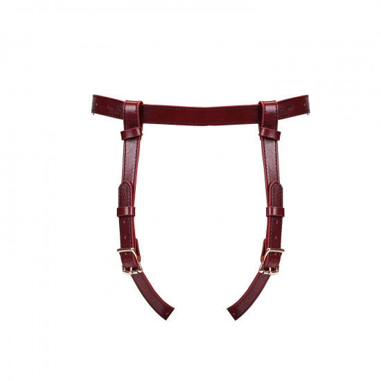 Кожаные трусы для страпона Liebe Seele Wine Red Strap on Harness, универсальный размер