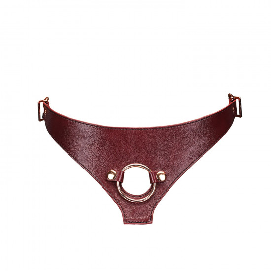 Кожаные трусы для страпона Liebe Seele Wine Red Strap on Harness, универсальный размер