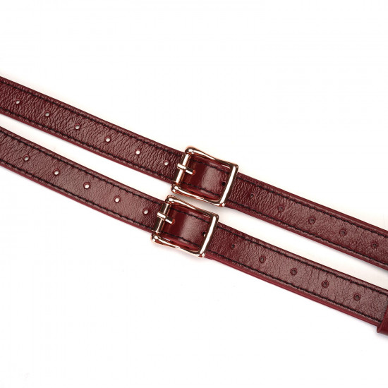 Кожаные трусы для страпона Liebe Seele Wine Red Strap on Harness, универсальный размер