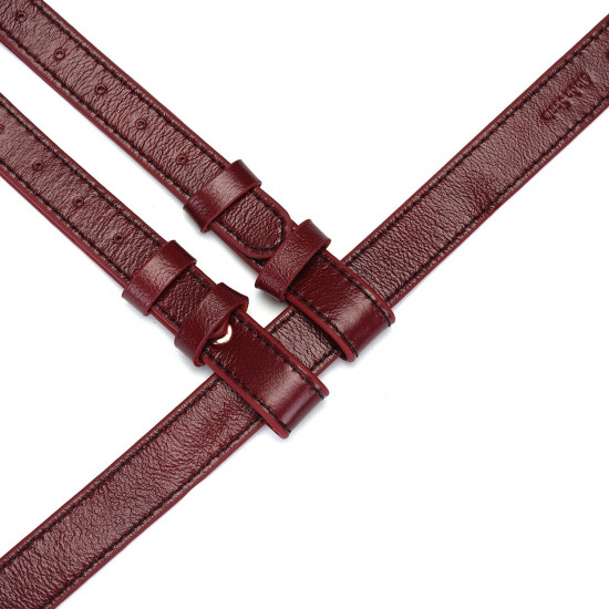 Кожаные трусы для страпона Liebe Seele Wine Red Strap on Harness, универсальный размер