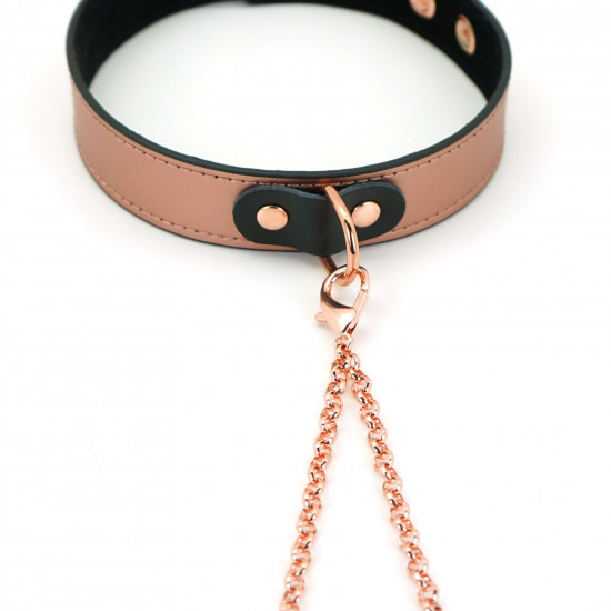 Ошейник с зажимами для сосков Liebe Seele Rose Gold Memory Collar with Nipple Clamps, кожа