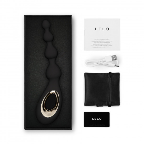 Анальные бусы с вибрацией LELO Soraya Beads Black, разный диаметр бусин, 8 режимов