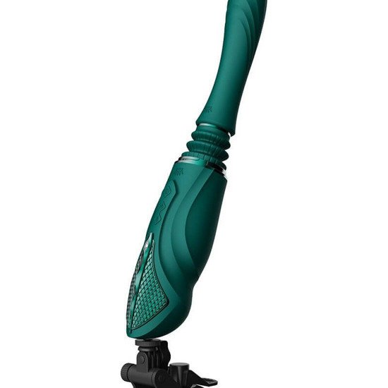 Компактная смарт секс-машина Zalo – Sesh Turquoise Green, 2 насадки, пульт ДУ, кристалл Swarovski