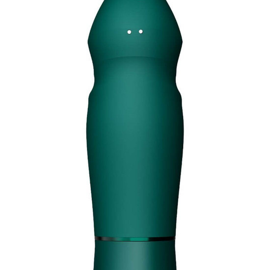 Компактная смарт секс-машина Zalo – Sesh Turquoise Green, 2 насадки, пульт ДУ, кристалл Swarovski