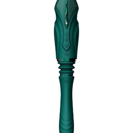 Компактная смарт секс-машина Zalo – Sesh Turquoise Green, 2 насадки, пульт ДУ, кристалл Swarovski