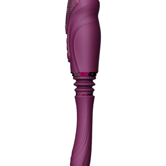Компактная смарт секс-машина Zalo – Sesh Velvet Purple, 2 насадки, пульт ДУ, кристалл Swarovski