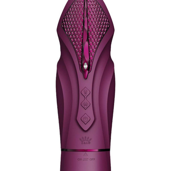 Компактная смарт секс-машина Zalo – Sesh Velvet Purple, 2 насадки, пульт ДУ, кристалл Swarovski