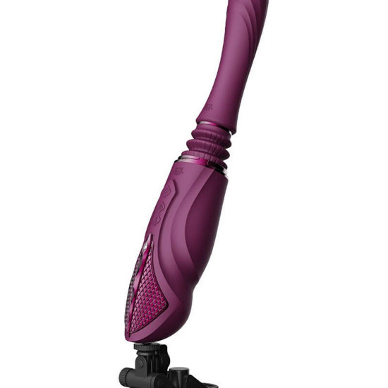 Компактная смарт секс-машина Zalo – Sesh Velvet Purple, 2 насадки, пульт ДУ, кристалл Swarovski