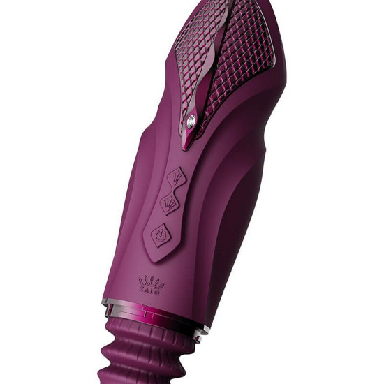 Компактная смарт секс-машина Zalo – Sesh Velvet Purple, 2 насадки, пульт ДУ, кристалл Swarovski