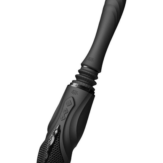 Компактная смарт секс-машина Zalo – Sesh Obsidian Black, 2 насадки, пульт ДУ, кристалл Swarovski