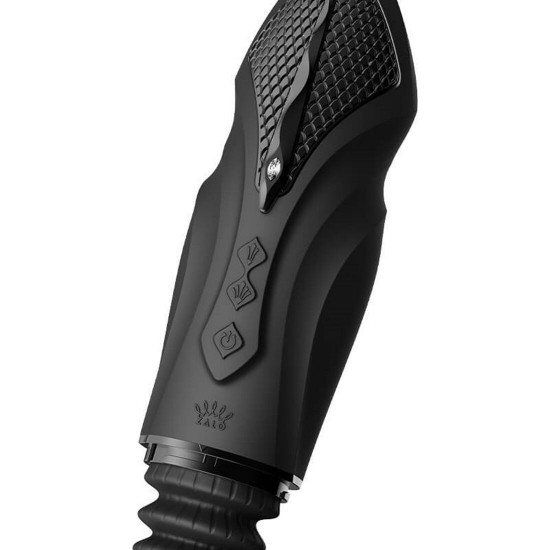 Компактная смарт секс-машина Zalo – Sesh Obsidian Black, 2 насадки, пульт ДУ, кристалл Swarovski