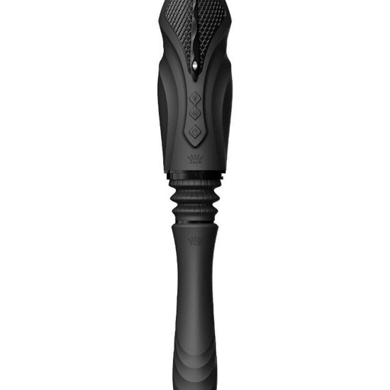 Компактная смарт секс-машина Zalo – Sesh Obsidian Black, 2 насадки, пульт ДУ, кристалл Swarovski