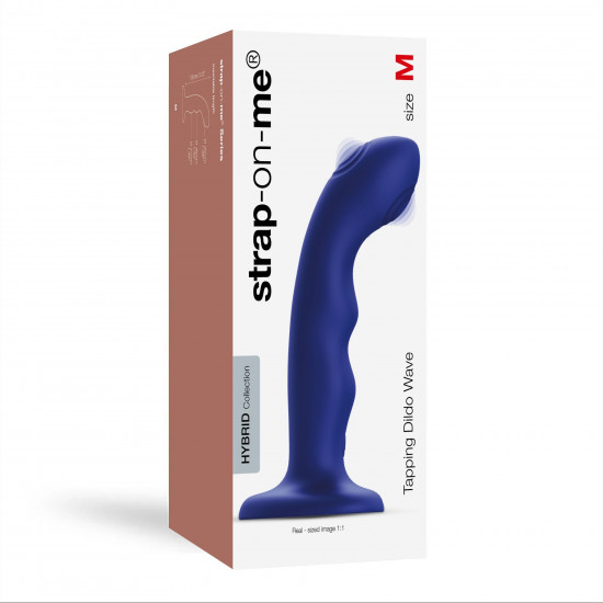 Насадка для страпона с двойной точечной пульсацией Strap-On-Me TAPPING DILDO WAVE – NIGHT BLUE, М