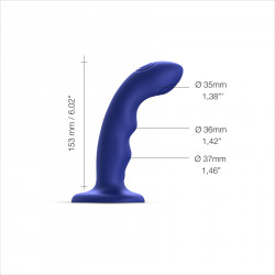 Насадка для страпона з подвійною точковою пульсацією Strap-On-Me TAPPING DILDO WAVE – NIGHT BLUE, М