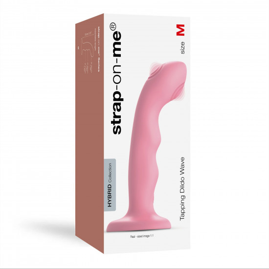 Насадка для страпона с двойной точечной пульсацией Strap-On-Me TAPPING DILDO WAVE – CORAL PINK, М