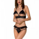 Эротический комплект Passion DOLLY SET, S/M, black, с открытыми чашками