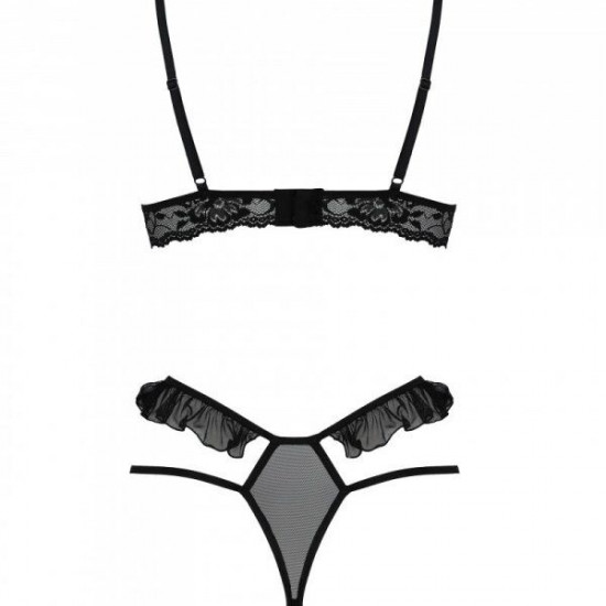 Эротический комплект Passion DOLLY SET, S/M, black, с открытыми чашками