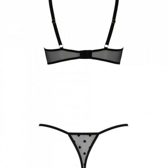 Эротический комплект Passion MARINA SET WITH OPEN BRA, L/XL, black, открытые чашки