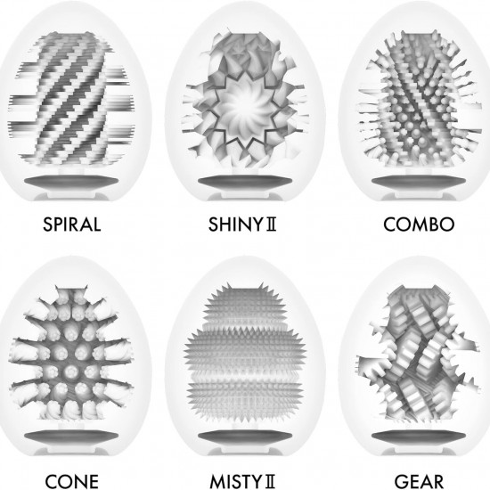 Набор мастурбаторов-яиц Tenga Egg Hard Boilded II Pack (6 яиц), плотный TPE, выпуклая текстура