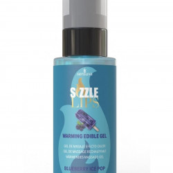 Зігрівальний масажний гель Sensuva Sizzle Lips Blueberry Ice Pop (59 мл), без цукру, їстівний