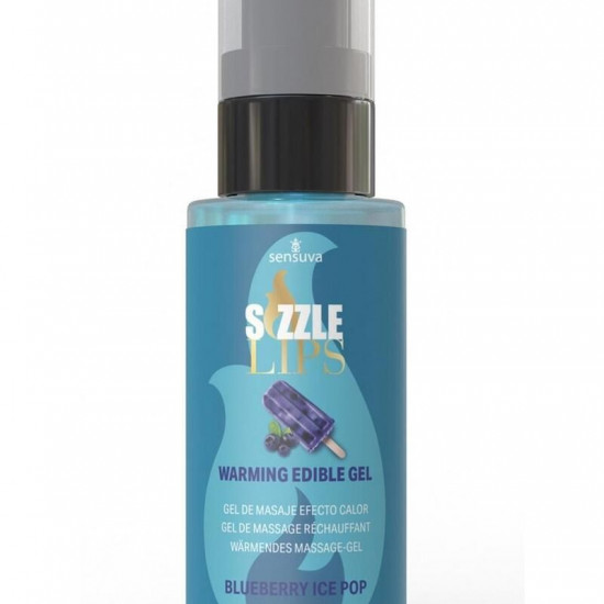 Согревающий массажный гель Sensuva Sizzle Lips Blueberry Ice Pop (59 мл), без сахара, съедобный