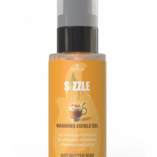 Согревающий массажный гель Sensuva - Sizzle Lips Butter Rum (59 мл), без сахара, съедобный