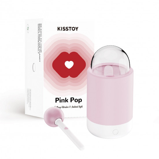 Вибратор-конфетка на палочке KISSTOY Pink Pop, зарядный кейс-ночник, 10 режимов вибрации