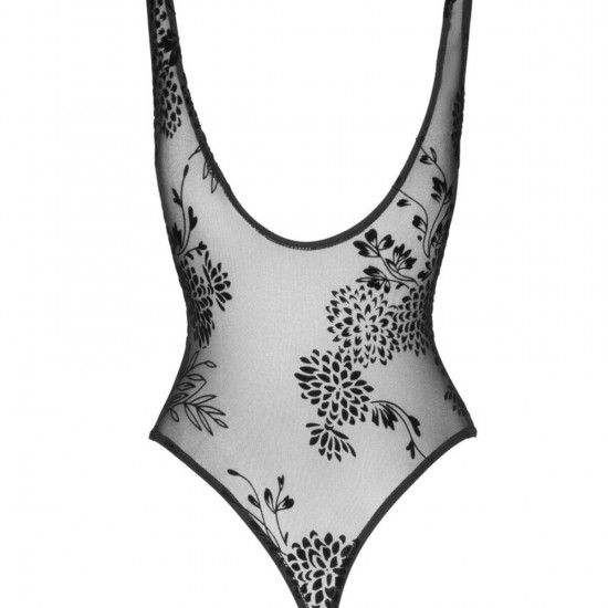 Боди Noir Handmade F242 Tulle body with patterned flock embroidery, XL