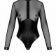 Боди Noir Handmade F321 Edge, L, низ под латекс, верх сетка, молния на все тело, декор кольца