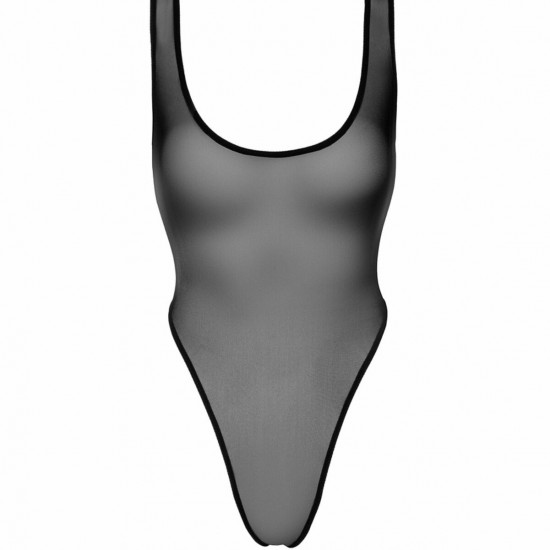 Боди Noir Handmade F322 Paparazzi, M, прозрачное, низ стринги, высокие вырезы