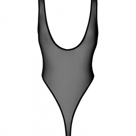 Боди Noir Handmade F322 Paparazzi, L, прозрачное, низ стринги, высокие вырезы