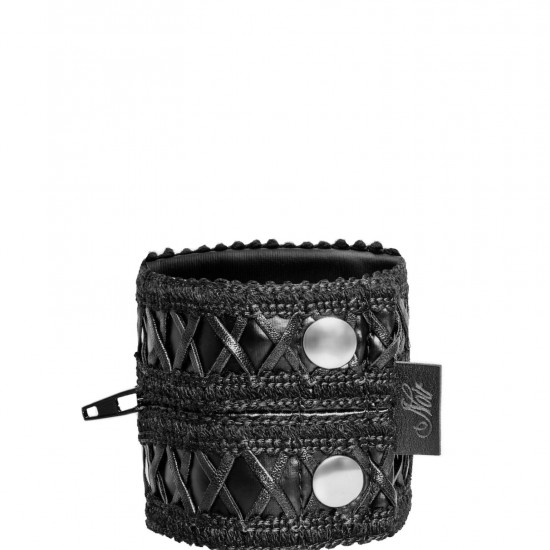 Женский кошелек-браслет Noir Handmade F326, black, под кожу, рельефный узор, карман на молнии