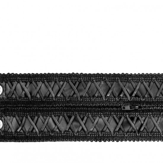 Женский кошелек-браслет Noir Handmade F326, black, под кожу, рельефный узор, карман на молнии