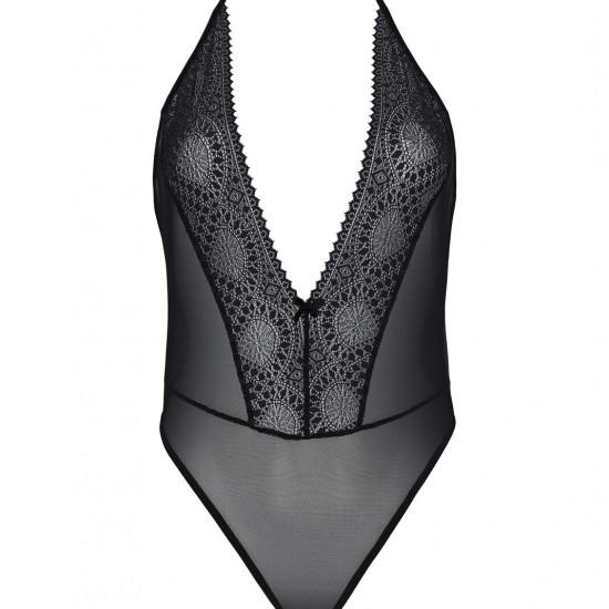 Боди Passion DROSERA BODY black, XXL/XXXL, высокие вырезы, верх на завязках