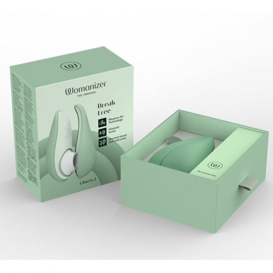 Вакуумный клиторальный стимулятор Womanizer Liberty 2 Sage, 8 режимов, магнитная крышечка