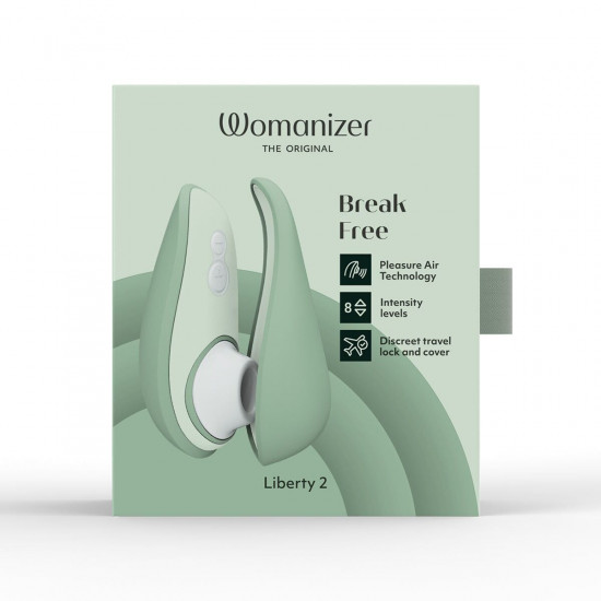 Вакуумный клиторальный стимулятор Womanizer Liberty 2 Sage, 8 режимов, магнитная крышечка
