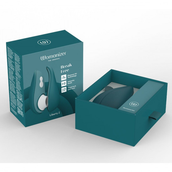 Вакуумный клиторальный стимулятор Womanizer Liberty 2 Dark Petrol, 8 режимов, магнитная крышечка