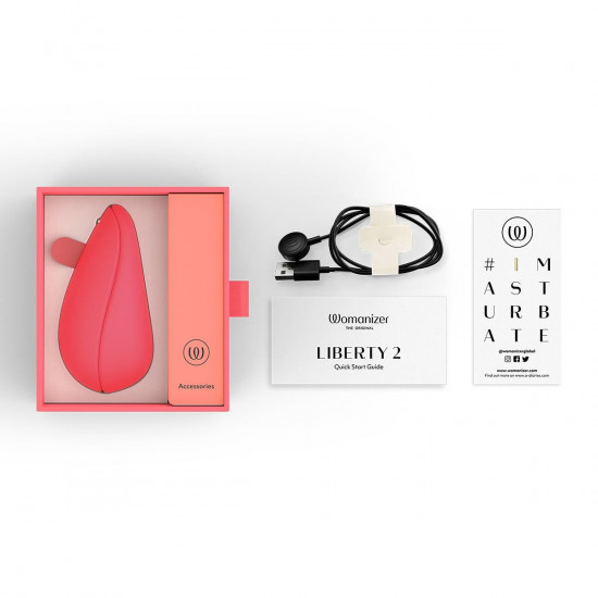 Вакуумный клиторальный стимулятор Womanizer Liberty 2 Vibrant Rose, 8 режимов, магнитная крышечка