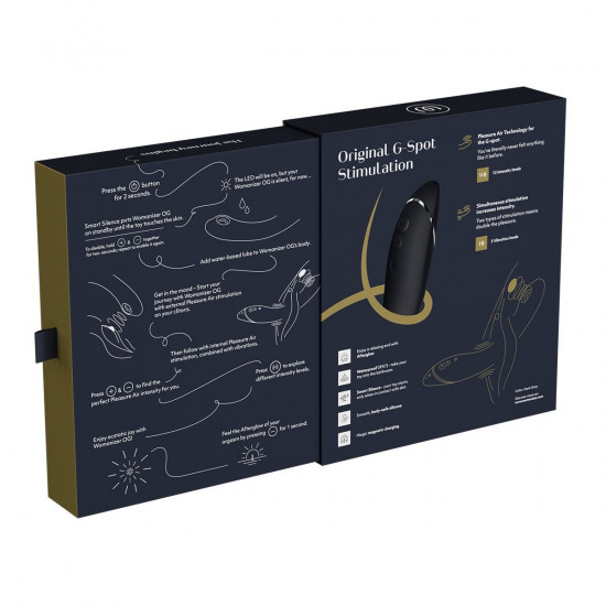 Вакуумный стимулятор для точки G и клитора с вибрацией Womanizer OG Dark Grey, 12 уровней, 3 режима