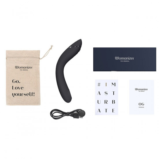 Вакуумный стимулятор для точки G и клитора с вибрацией Womanizer OG Dark Grey, 12 уровней, 3 режима