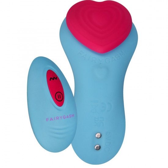 Вибратор в трусики FairyGasm HeartGem blue, на магните, пульт ДУ