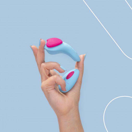 Вибратор в трусики FairyGasm HeartGem blue, на магните, пульт ДУ