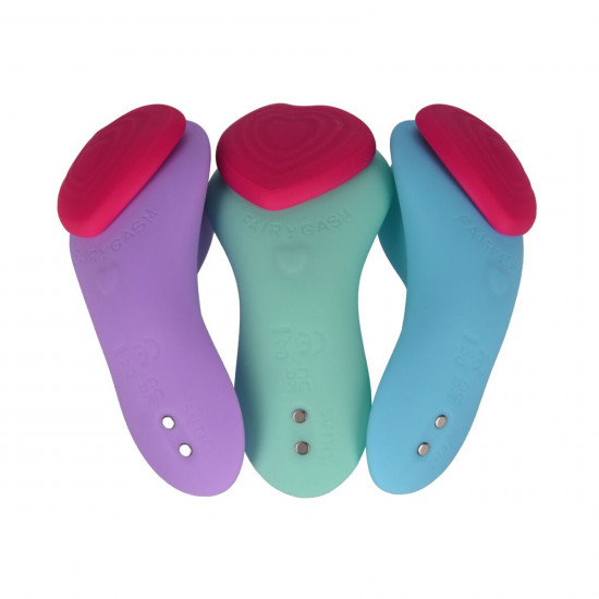 Вибратор в трусики FairyGasm HeartGem blue, на магните, пульт ДУ