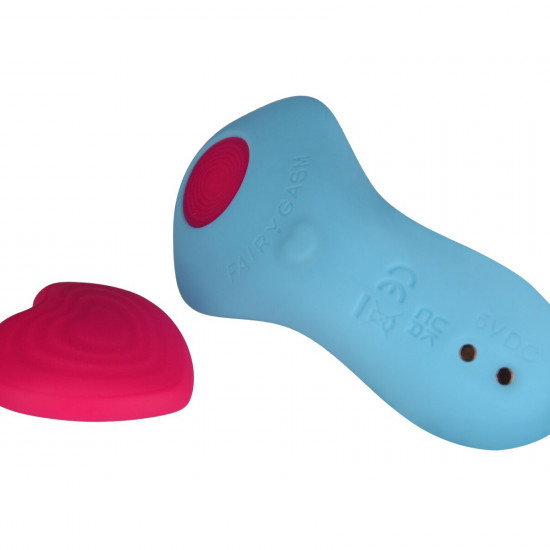 Вибратор в трусики FairyGasm HeartGem blue, на магните, пульт ДУ