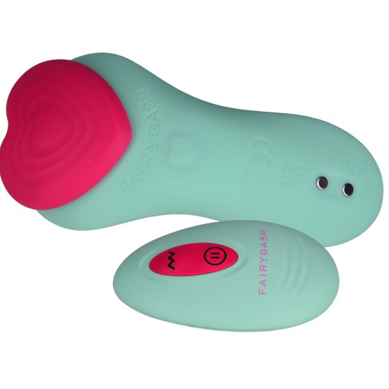 Вибратор в трусики FairyGasm HeartGem green, на магните, пульт ДУ