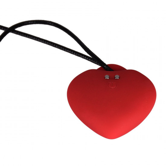 Мини-вибратор «Сердечко» FairyGasm PleasureStone red, 9 режимов, на шнурке