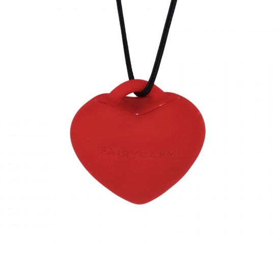 Мини-вибратор «Сердечко» FairyGasm PleasureStone red, 9 режимов, на шнурке
