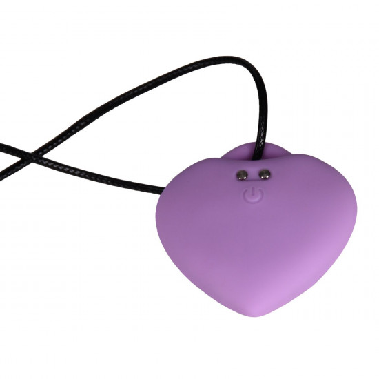 Мини-вибратор «Сердечко» FairyGasm PleasureStone violet, 9 режимов, на шнурке